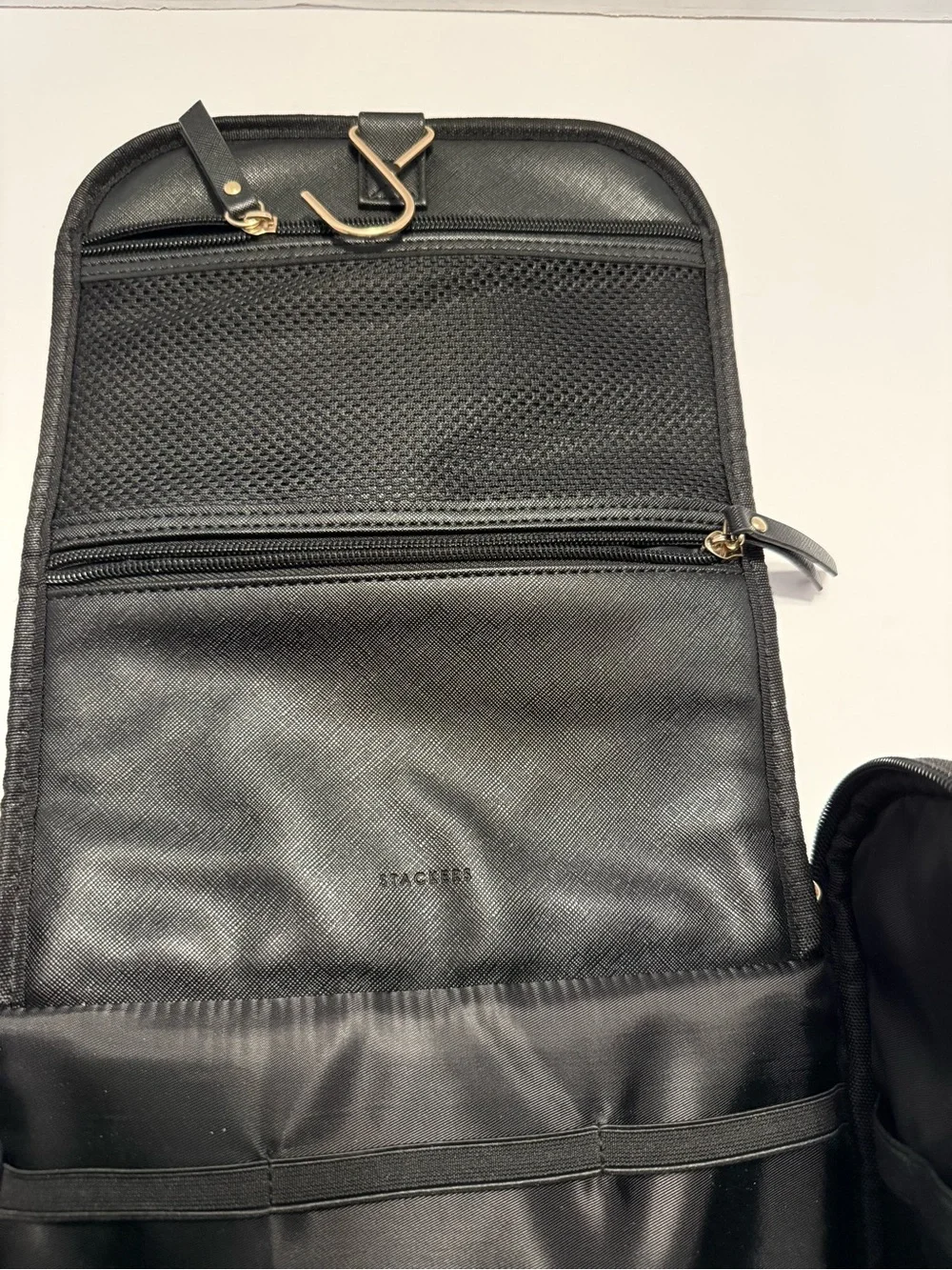 Stackers Black Hanging Washbag Travel Toiletry Bag Makeup Cosmetic Organizer